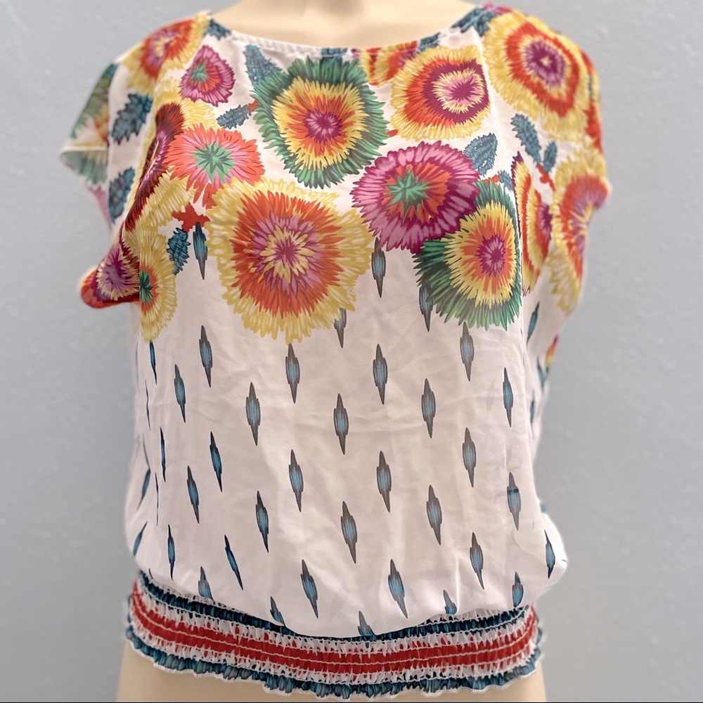 Poetry floral sheer top open sleeves  elastic waisted